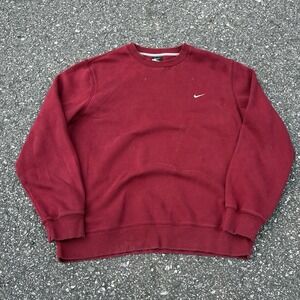 Nike Vintage Crewneck Sweatshirt Mens XL Maroon Red Embroidered Swoosh Logo Y2K